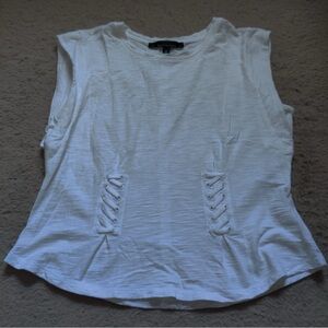 White House Black Market White Muscle Tee with Lace-Up Peplum